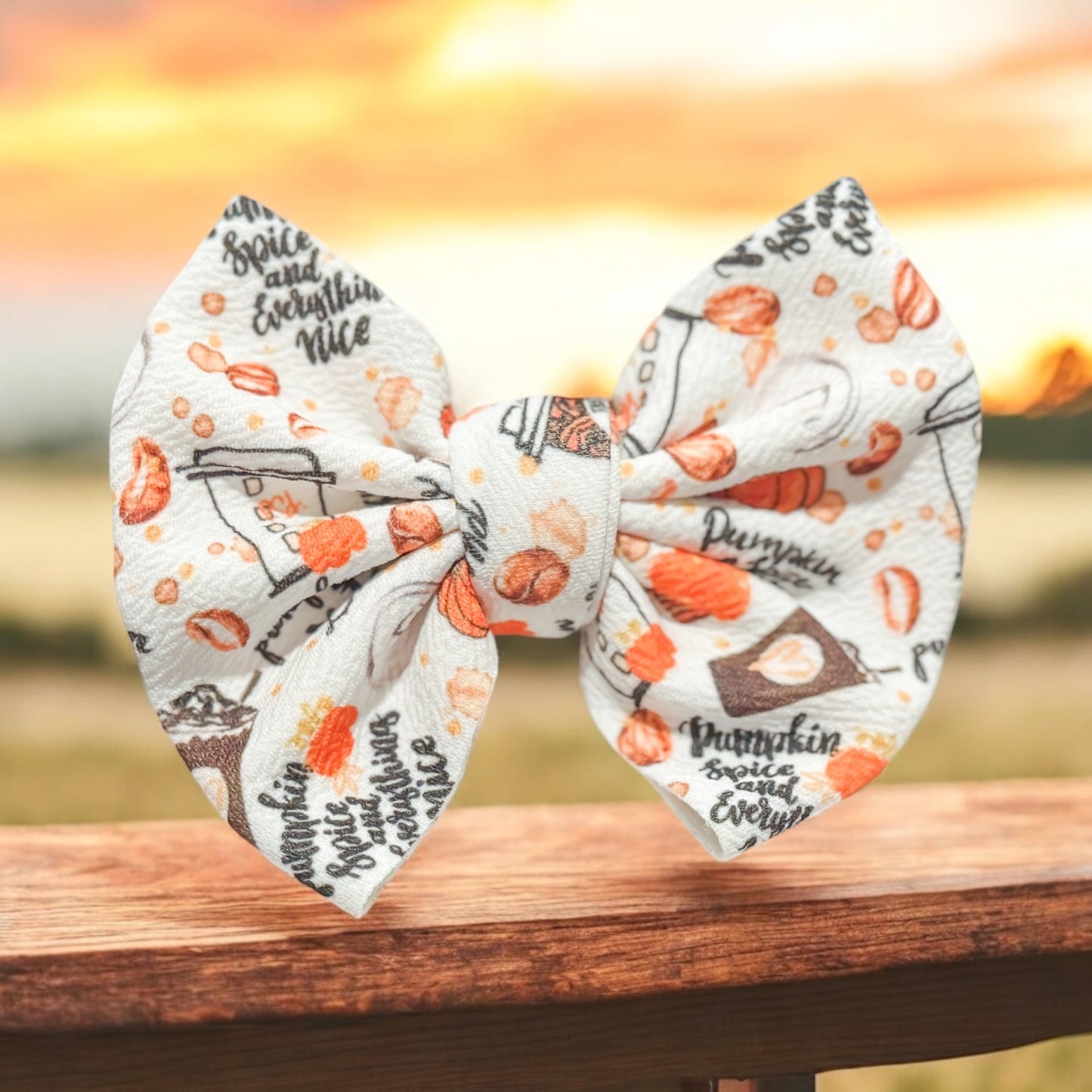 Pumpkin Spice & Everything Nice Fabric Hand Tied Bow